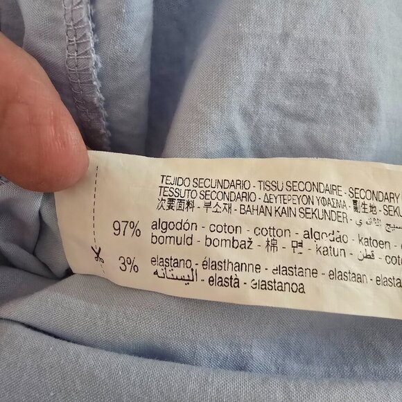 WOMENS ZARA HALTER DRESS BABY BLUE KNIT TOP PUFFED SKIRT SIDE POCKETS SIZE SMALL - Picture 5 of 9